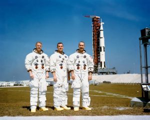 Apollo 9 -- Russell L. Schweickart, lunar module pilot; David R. Scott, command module pilot; and James A. McDivitt, commander; Saturn
